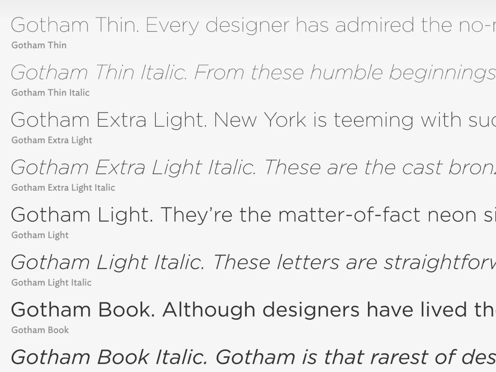 Family weights and styles